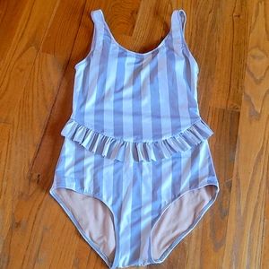 Kortni Jeane gray stripe one piece M medium